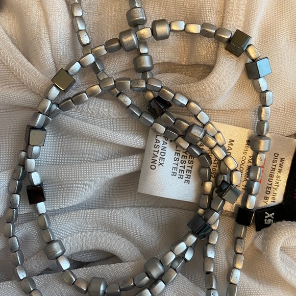 Miss Sixty Necklace Mini Tank Dress Pearl White XS - Picture 11 of 11